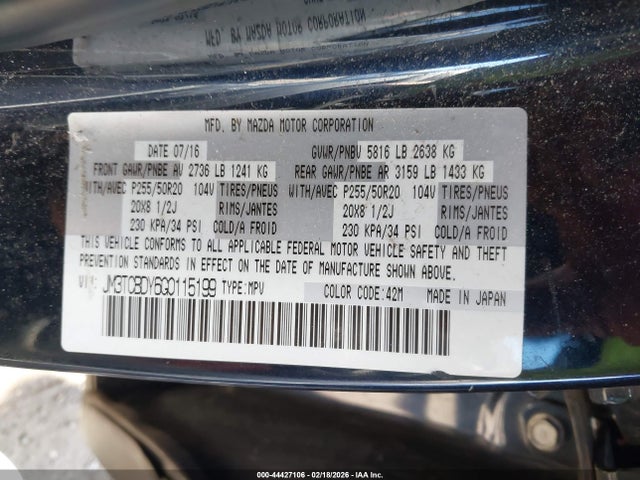 JM3TCBDY6G0115199 Mazda Cx-9 Grand Touring