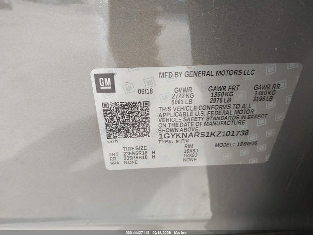 Продажа на аукционе авто 2019 Cadillac Xt5 Standard, vin: 1GYKNARS1KZ101738, номер лота: 44427112