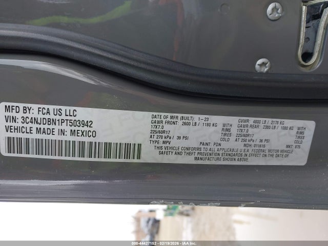 44427152 :رقم المزاد ، 3C4NJDBN1PT503942 vin ، 2023 Jeep Compass Latitude 4x4 مزاد بيع