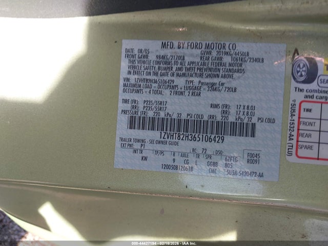 2006 FORD MUSTANG 1ZVHT82H365106429 Photo 8