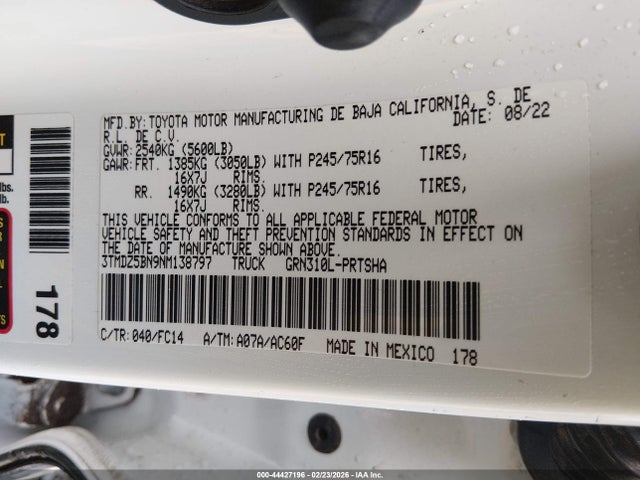3TMDZ5BN9NM138797 Toyota Tacoma Sr5 V6