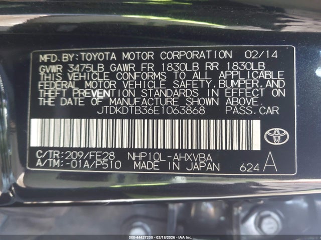 JTDKDTB36E1063868 Toyota Prius C One
