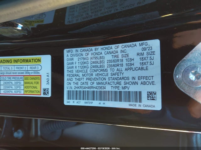 2HKRS4H46RH423634 Honda Cr-v Ex Awd
