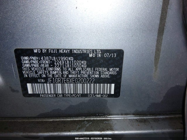 2014 SUBARU IMPREZA WRX JF1GR7E6XEG200222 Photo 8