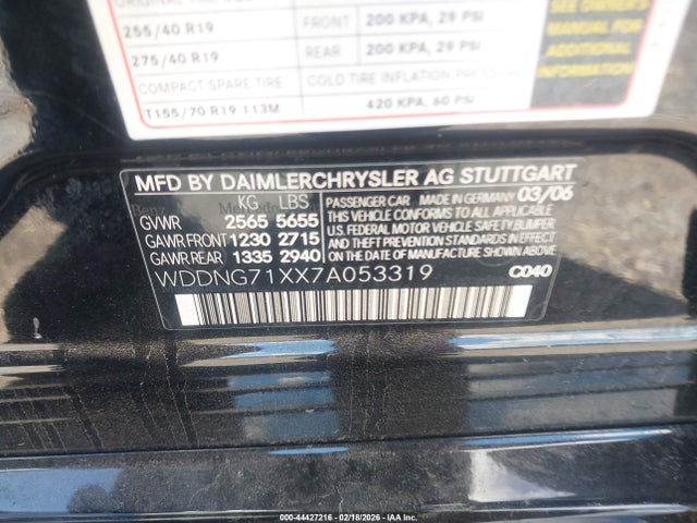 2007 Mercedes-benz S 550 მანქანა იყიდება აუქციონზე, vin: WDDNG71XX7A053319, აუქციონის ნომერი: 44427216