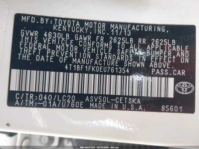 4T1BF1FK0EU761354 Toyota CAMRY SE