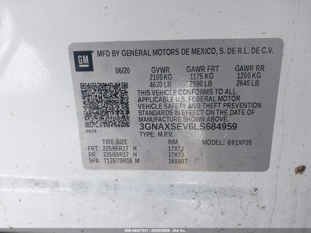 3GNAXSEV6LS684959 Chevrolet Equinox Awd Ls