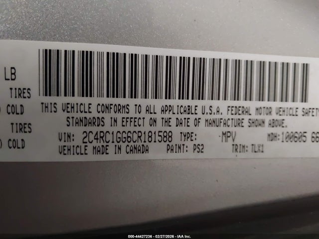 Продаж на аукціоні авто 2012 Chrysler Town & Country Limited, vin: 2C4RC1GG6CR181588, номер лоту: 44427236
