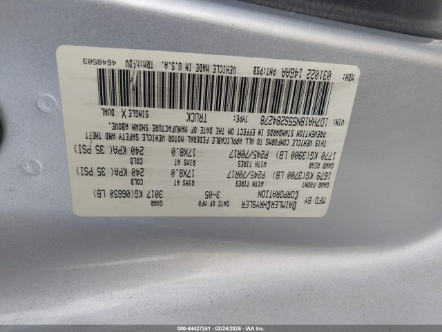 Aukcja sprzedaży 2005 Dodge Ram 1500 Slt/laramie, vin: 1D7HA18N55S284278, numer aukcji: 44427241