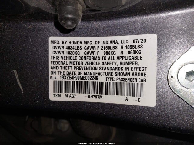 Honda Insight Touring 2021 19XZE4F99ME002249 Image 9