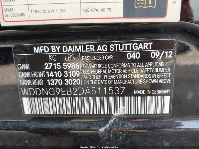 2013 MERCEDES-BENZ S 550 WDDNG9EB2DA511537 Photo 8