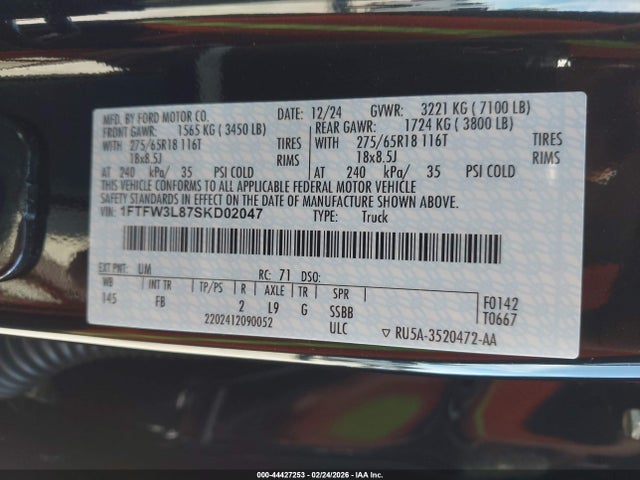 1FTFW3L87SKD02047 Ford F-150 Xlt