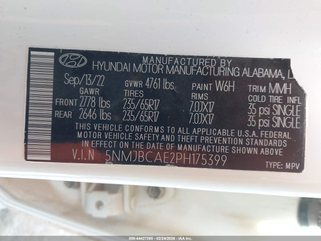 Продаж на аукціоні авто 2023 Hyundai Tucson Sel, vin: 5NMJBCAE2PH175399, номер лоту: 44427265