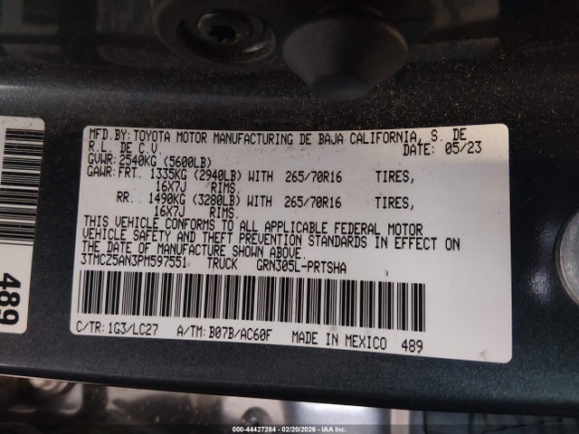 3TMCZ5AN3PM597551 Toyota Tacoma Trd Off Road