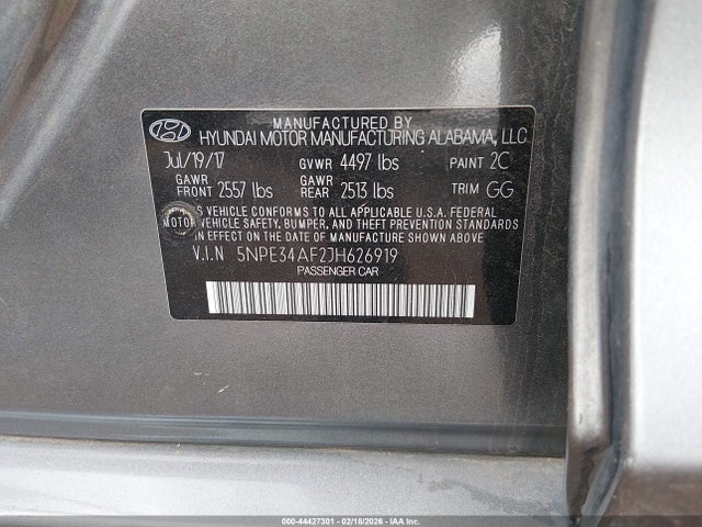 5NPE34AF2JH626919 Hyundai SONATA SEL