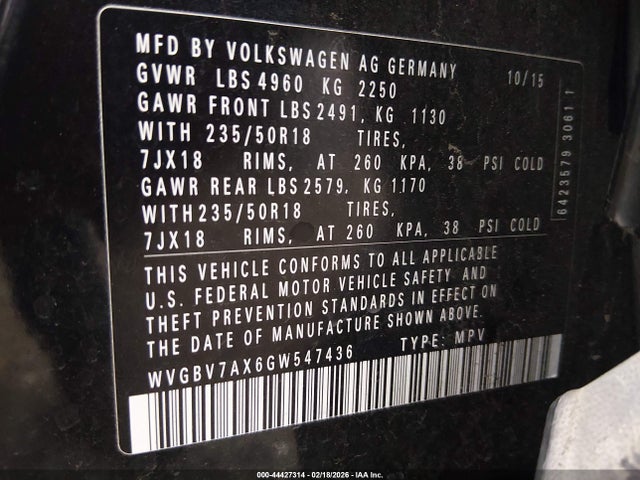2016 VOLKSWAGEN TIGUAN WVGBV7AX6GW547436 Photo 8