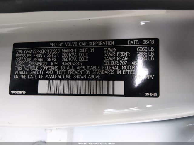 YV4A22PK0K1431983 Volvo Xc90 T6 Momentum