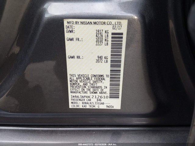 1N4AL3APXHC212610 Nissan Altima 2.5 Sl