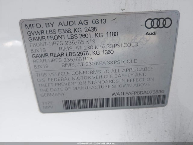 2013 AUDI Q5 WA1LFAFP8DA073830 Photo 8