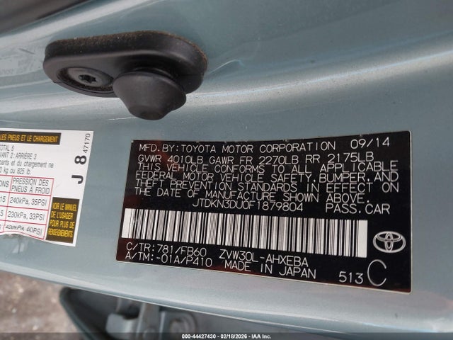 Toyota Prius Two 2015 JTDKN3DU0F1879804 Image 9