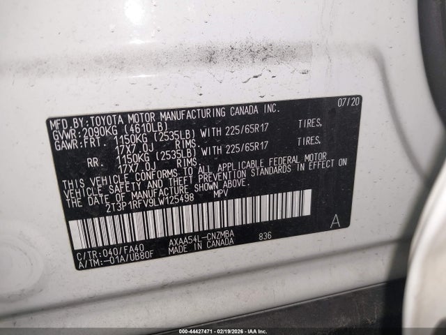 2T3P1RFV9LW125498 Toyota Rav4 Xle