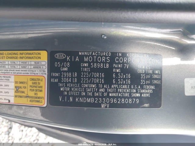 Aukcja sprzedaży 2009 Kia Sedona Lx, vin: KNDMB233096280879, numer aukcji: 44427476
