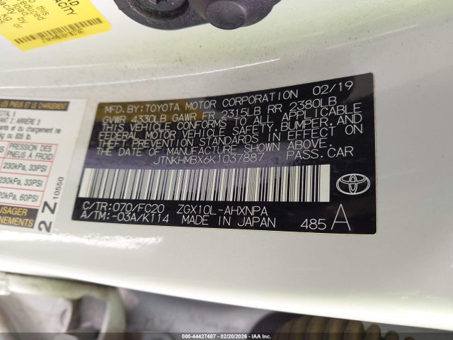 JTNKHMBX6K1037887 Toyota C-HR LE