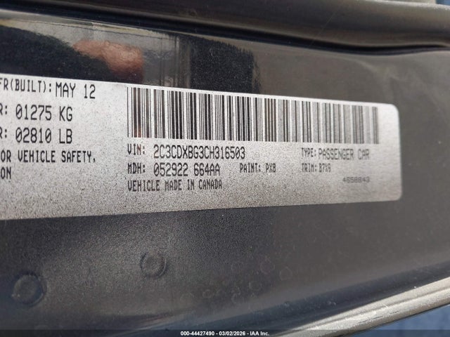 Aukcja sprzedaży 2012 Dodge Charger Se, vin: 2C3CDXBG3CH316503, numer aukcji: 44427490