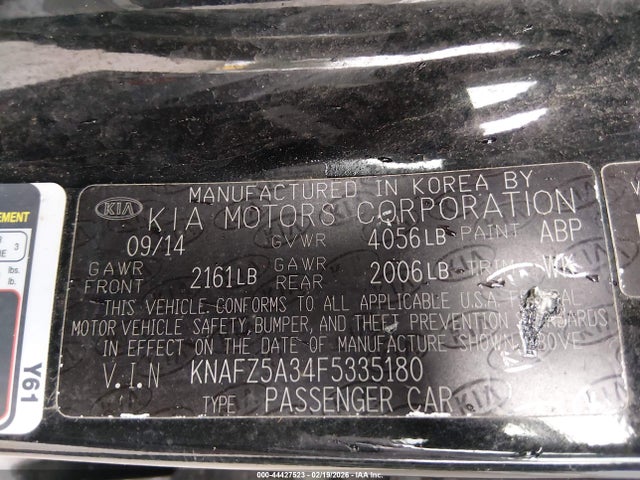KNAFZ5A34F5335180 KIA FORTE SX