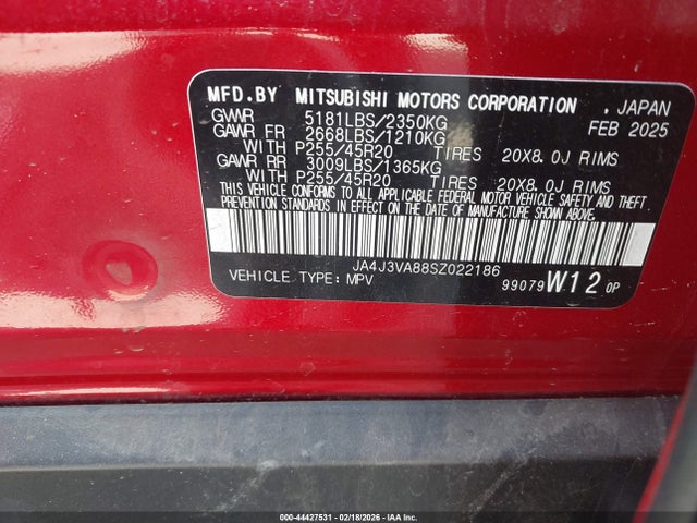 2025 MITSUBISHI OUTLANDER JA4J3VA88SZ022186 Photo 8