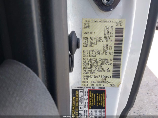 44427534 :رقم المزاد ، 1N6BD0CT6DN759051 vin ، 2013 Nissan Frontier S مزاد بيع