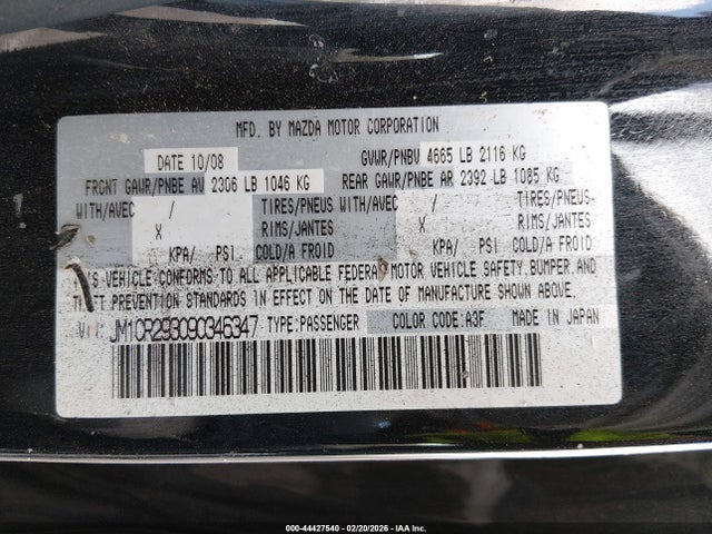 44427540 :رقم المزاد ، JM1CR293090346347 vin ، 2009 Mazda Mazda5 Sport مزاد بيع