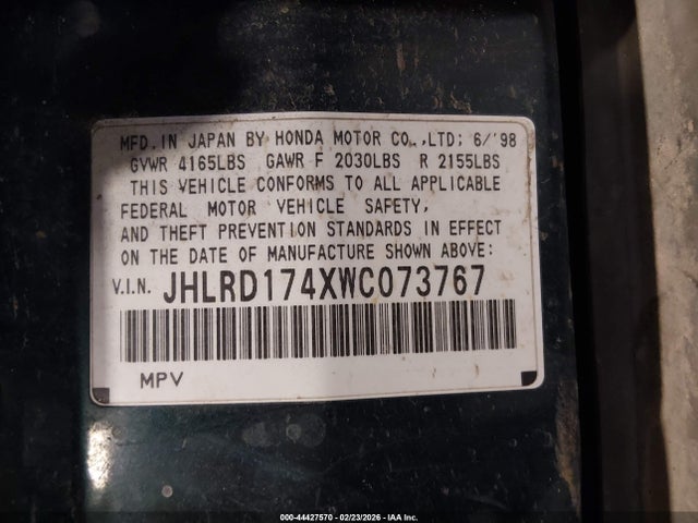 1998 HONDA CR-V JHLRD174XWC073767 Photo 8