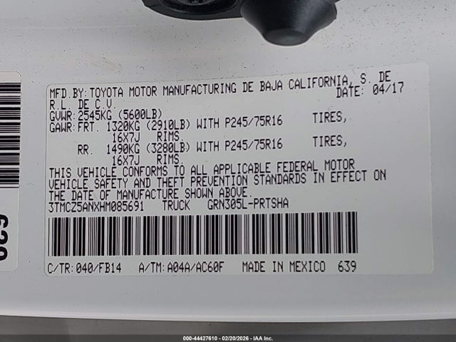 3TMCZ5ANXHM085691 Toyota Tacoma Sr V6