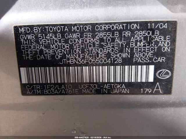 Продаж на аукціоні авто 2005 Lexus Ls 430, vin: JTHBN36F055004128, номер лоту: 44427628