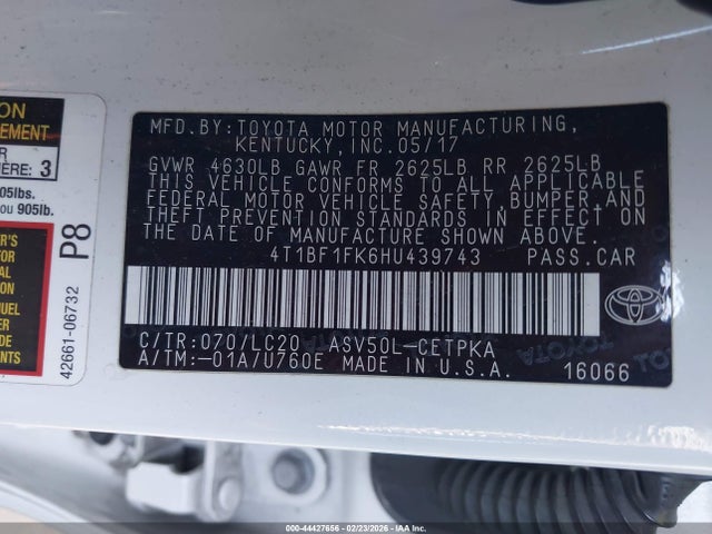 Toyota CAMRY XSE 2017 4T1BF1FK6HU439743 Image 9