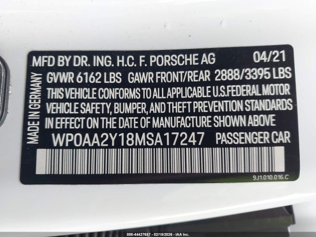 2021 PORSCHE TAYCAN WP0AA2Y18MSA17247 Photo 8
