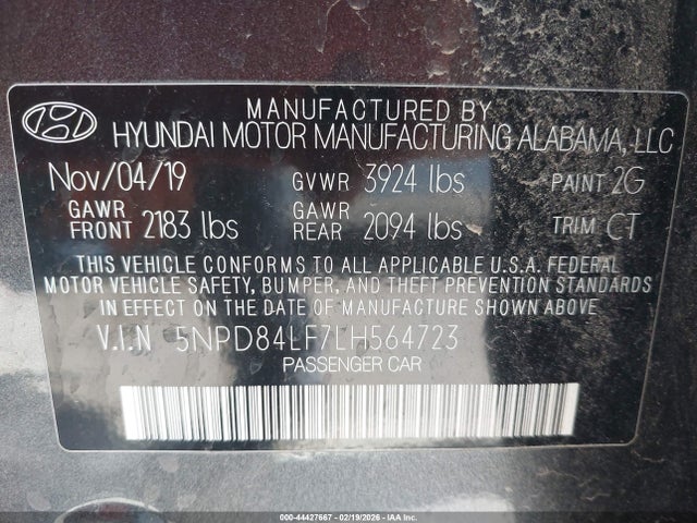 5NPD84LF7LH564723 Hyundai ELANTRA SEL