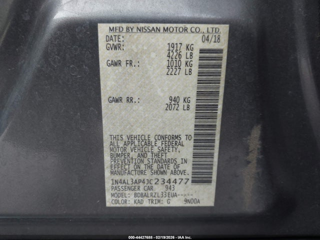1N4AL3AP4JC234477 Nissan Altima 2.5 Sl