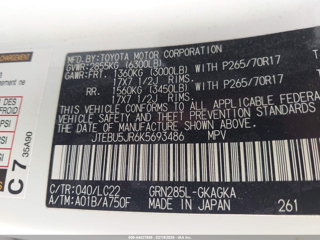 2019 TOYOTA 4RUNNER JTEBU5JR6K5693486 Photo 8