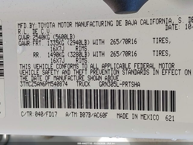 3TMCZ5AN6PM540874 Toyota Tacoma Trd Off Road