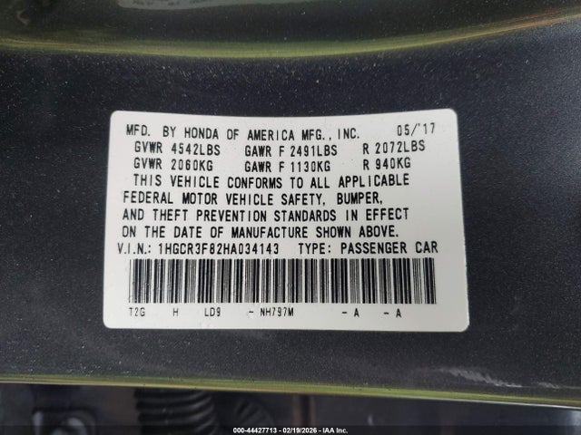1HGCR3F82HA034143 Honda Accord Ex-l V6
