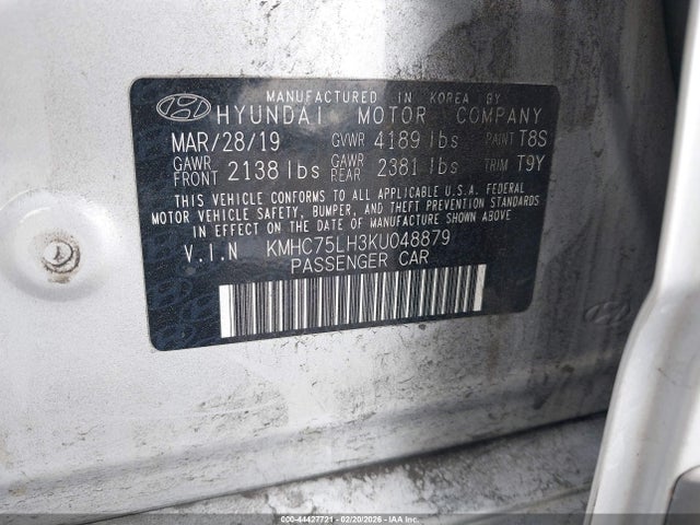 KMHC75LH3KU048879 Hyundai IONIQ ELECTRIC