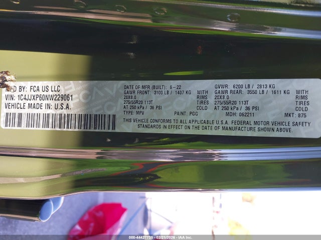 1C4JJXP60NW229061 Jeep Wrangler 4xe Unlimited Sahara 4x4