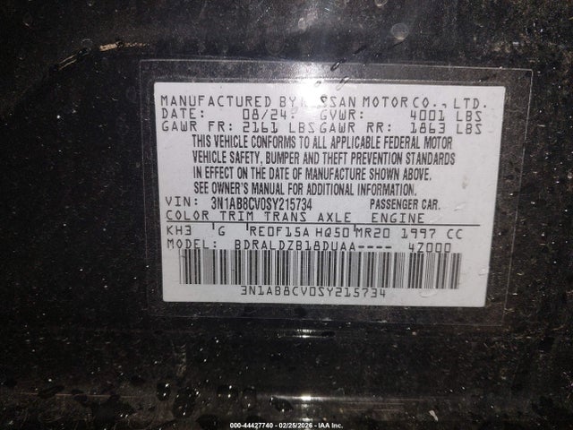 3N1AB8CV0SY215734 Nissan SENTRA SV