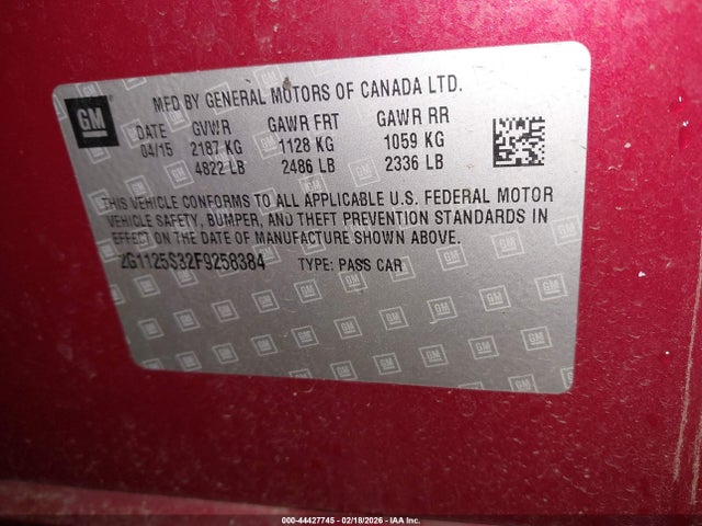 2G1125S32F9258384 Chevrolet Impala 2lt