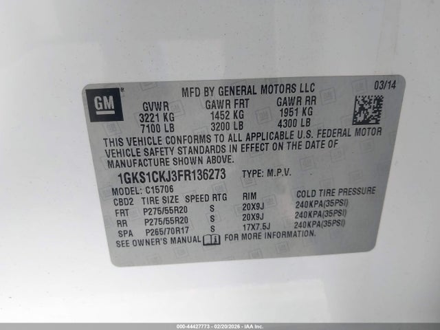 1GKS1CKJ3FR136273 GMC YUKON DENALI