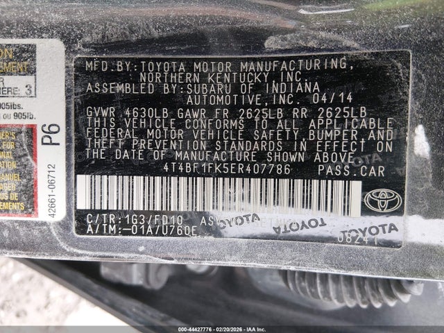 4T4BF1FK5ER407786 Toyota CAMRY LE