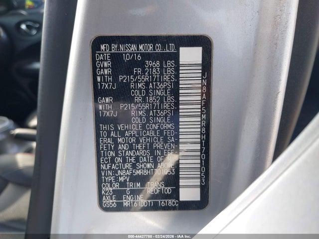Nissan Juke Sl 2017 JN8AF5MR8HT701053 Image 9