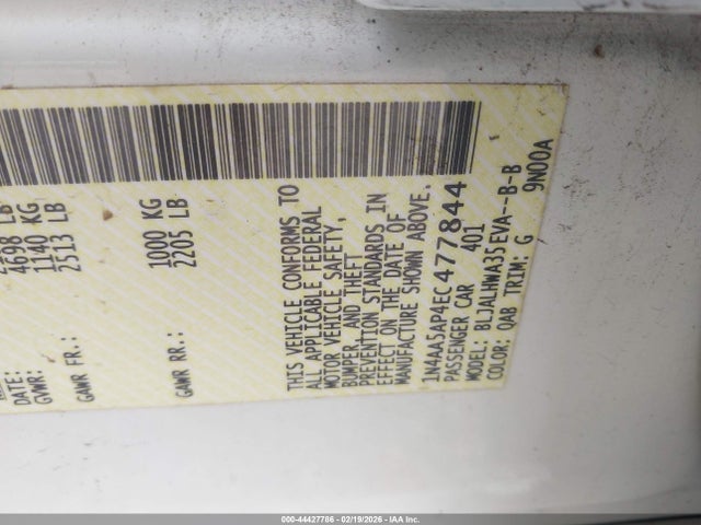 1N4AA5AP4EC477844 Nissan Maxima 3.5 Sv